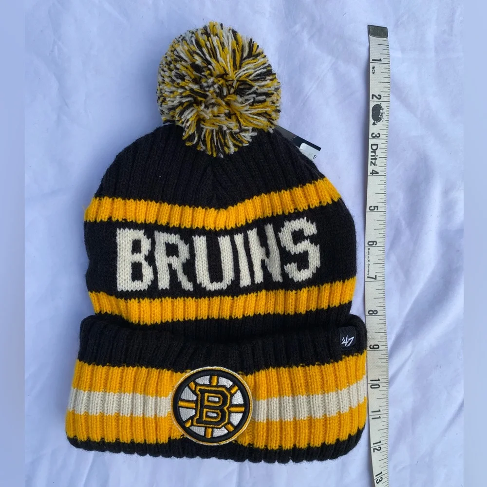 🎉HP🎉NEW BRUINS CUFF KNIT HAT BERING 47 Pom Embroidered B Microfleece one size - Picture 2 of 8